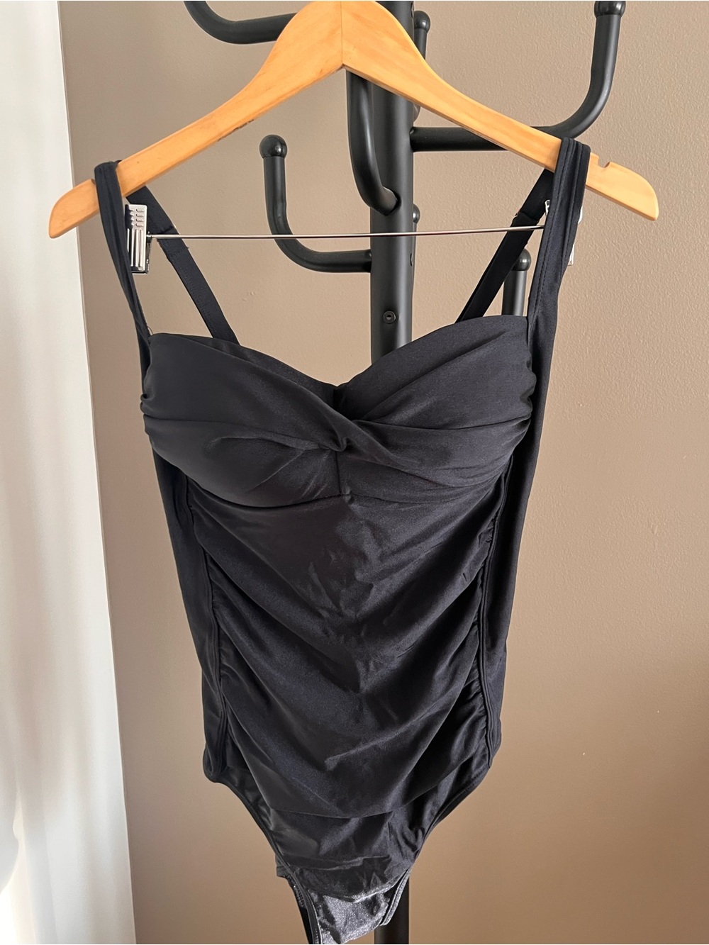U.S. Size L - Nicole Miller Black One Piece bathing suit with support top